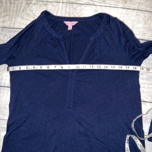 Lilly Pulitzer Meg Long Sleeve Navy Top V-Neck Basic sz S Small - Picture 5 of 8